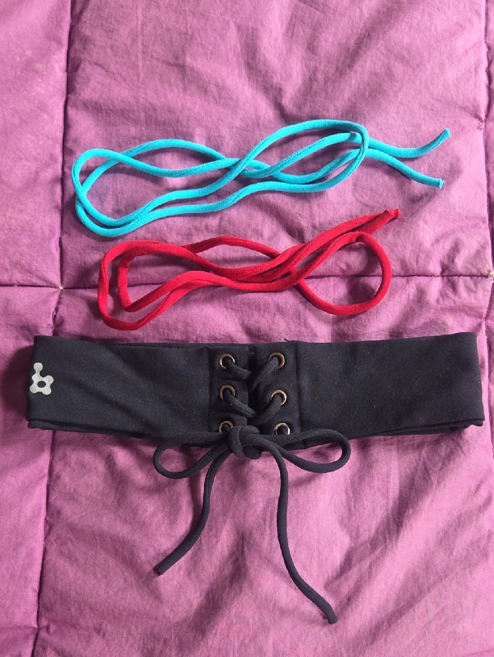 Brasil Sul Black Stretchy Lace-Up Corset Belt with Red, Turquoise & Black Laces